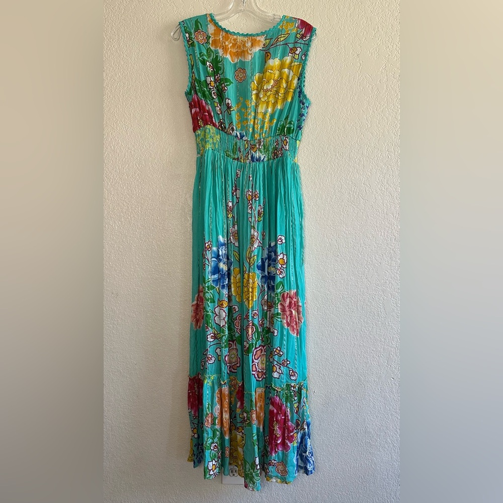 Anthropologie Me 2 Magic Floral Maxi Dress Tropical Resort-wearViscose M Summer - Picture 2 of 12